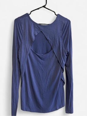 Women’s Long-Sleeve Back Cutout Athletic Top - Blueish Purple